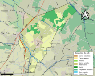 Carte en couleurs présentant l'occupation des sols.