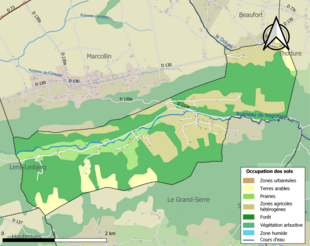 Carte en couleurs présentant l'occupation des sols.