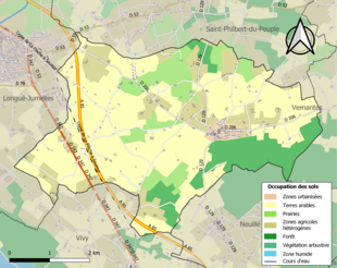 Carte en couleurs présentant l'occupation des sols.