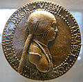 Медальєр Адріано Фьорентіно. «Елізабета Гонзага» , бл. 1502 р.,Національна галерея мистецтва, Вашингтон.
