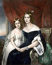 Keizerin van Brazilië Amélie van Leuchtenberg en haar dochter Maria Amélia, prinses van Brazilië (ca. 1840) Friedrich Dürck, in eigendom van de koning van Zweden