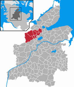 Map of Rendsburg-Eckernförde highlighting Hütten