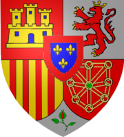 Armoiries des Bourbons d'Espagne, composées de celles de Castille, de Leon, d'Aragon, de Navarre, de Grenade et des Bourbons