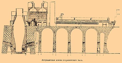 Антрацитная домна американского типа.