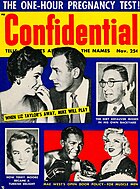 Các mối quan hệ của minh tinh Taylor trong suốt quãng đời trưởng thành luôn là tâm điểm thu hút truyền thông, theo minh họa trên ấn bản năm 1955 của tạp chí săn tin Confidential