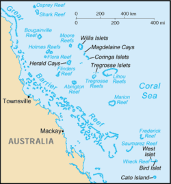 Kaart van die Koraalsee-eilande