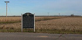 A photograph of a historical marker for Dobytown, Nebraska