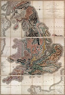 Geological map of Great Britain by William Smith, published 1815 Geological map Britain William Smith 1815.jpg