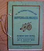 Књижица на немачком језику са 6. Међународног конгреса хмељарства у Новом Саду (1928)