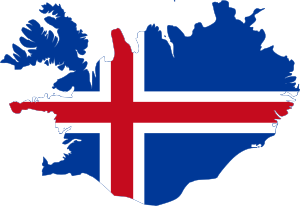 Map of Iceland with flag.
