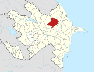 Mapa do Azerbaijão mostrando o distrito de Imishli