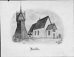 Kyrkan på teckning från 1895.