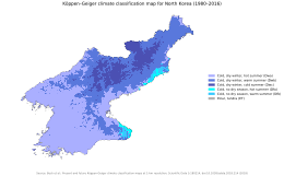 North Korea map of Koppen climate classification Koppen-Geiger Map PRK present.svg