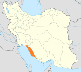 خريطة إيران تبيّن محافظة بوشهر
