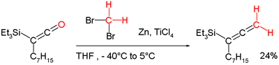 Reaction of the Lombardo reagent.