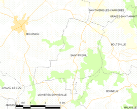 Mapa obce Saint-Preuil