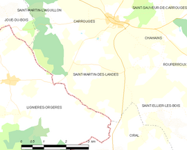 Mapa obce Saint-Martin-des-Landes