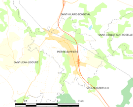 Mapa obce Pierre-Buffière