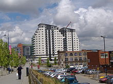 Masshouse Block I after it had been topped out. Masshouse block M -Birmingham -UK.jpg