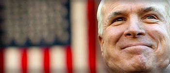 English: McCain displaying his patriotic count...