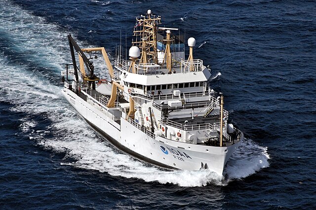 An aerial view of NOAAS Pisces (R 226)