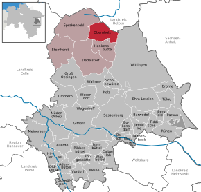 Poziția Obernholz pe harta districtului Gifhorn