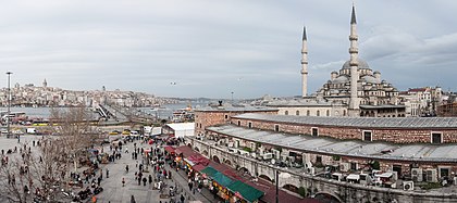 Panorâmica de Istambul, Turquia - Mesquita Yeni e Ponte de Gálata (definição 4 000 × 1 800)
