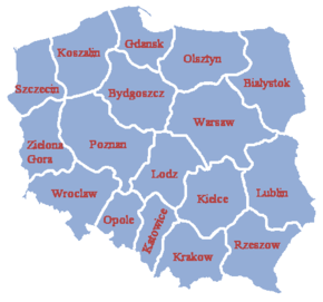 Poland's voivodeships after 1957