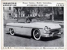 Publicidad francesa del auto JUSTICIALISTA, fabricado por IAME. Año 1953