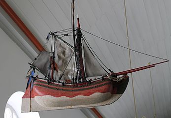 Votivskepp. Gåva av skeppare Nils Bolander 1753.