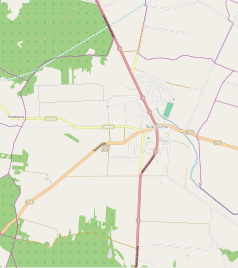 Mapa konturowa Skaryszewa, blisko górnej krawiędzi znajduje się punkt z opisem „Wincentów”