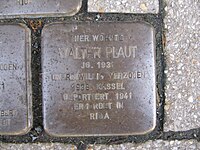 der Stolperstein für Walter Plaut