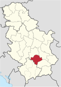Location of Toplica District in Serbia