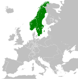 Ruotsi-Norjan sijainti vuonna 1815.