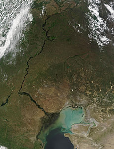 Vista del conjunt del Delta del Volga, que desemboca a la mar Càspia