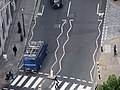 These zigzag lines indicate to United Kingdom motorists that they are approaching a pedestrian crossing.