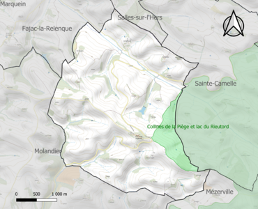 Carte de la ZNIEFF de type 1 sur la commune.