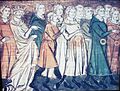 Expulsion des Juifs en 1182. Miniature des Grandes Chroniques de France.