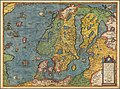 Pohjois-Eurooppa ja pyöreä Saimaa, Gerard de Jode, 1593
