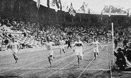 Bronzemedaillengewinner Hanns Braun – hier als Zweiter des 400-Meter-Finales 1912
