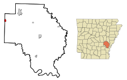 Location in Arkansas County and the state of آرکانزاس