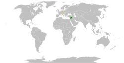 Map indicating locations of Austria and Syria