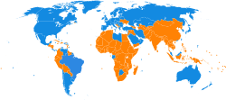 En bleu les pays au PIB/hab ppa supérieur à la moyenne mondiale (« Nord » ?), en orange ceux en-dessous (« Sud » ?).