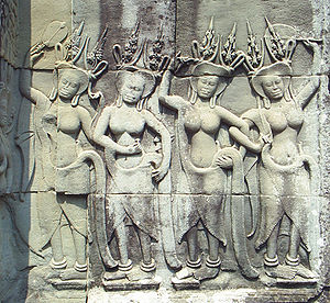 Hindu devatas depicted on the walls of Angkor ...