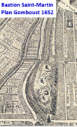Le bastion Saint-Martin vers 1650 sur le plan de Gomboust