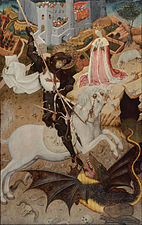 23/04: Pintura de Bernat Martorell (1390-1452) representant la llegenda de Sant Jordi i el drac.