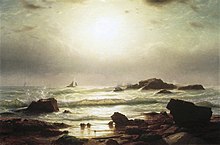 Sail Boats Off a Rocky Coast (Segelboote vor felsiger Küste), um 1864