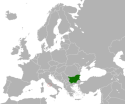 Карта с указанием местоположения Болгарии и Святого Престола