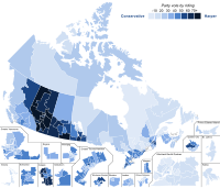 Conservative Party: ﻿unter 10 % ﻿10–19 % ﻿20–29 % ﻿30–39 % ﻿40–49 % ﻿50–59 % ﻿60–69 % ﻿mehr als 70 %