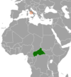Location map for the Central African Republic and the Holy See.